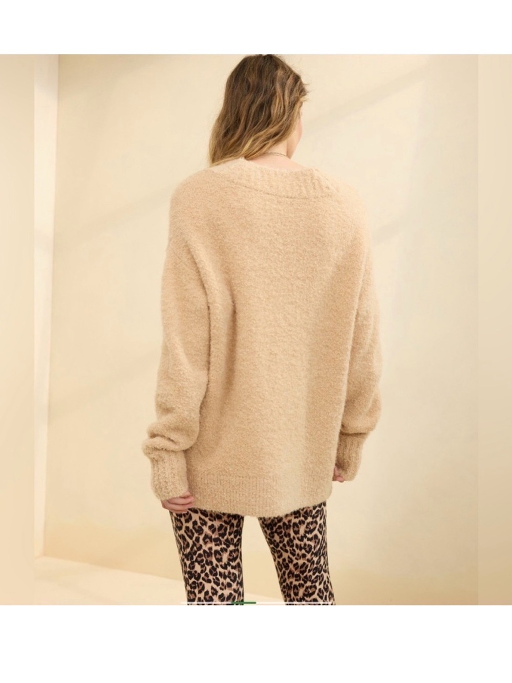 NWT Aerie V-Neck Teddy Boucle Sweater in koko brown XL - Picture 2 of 9